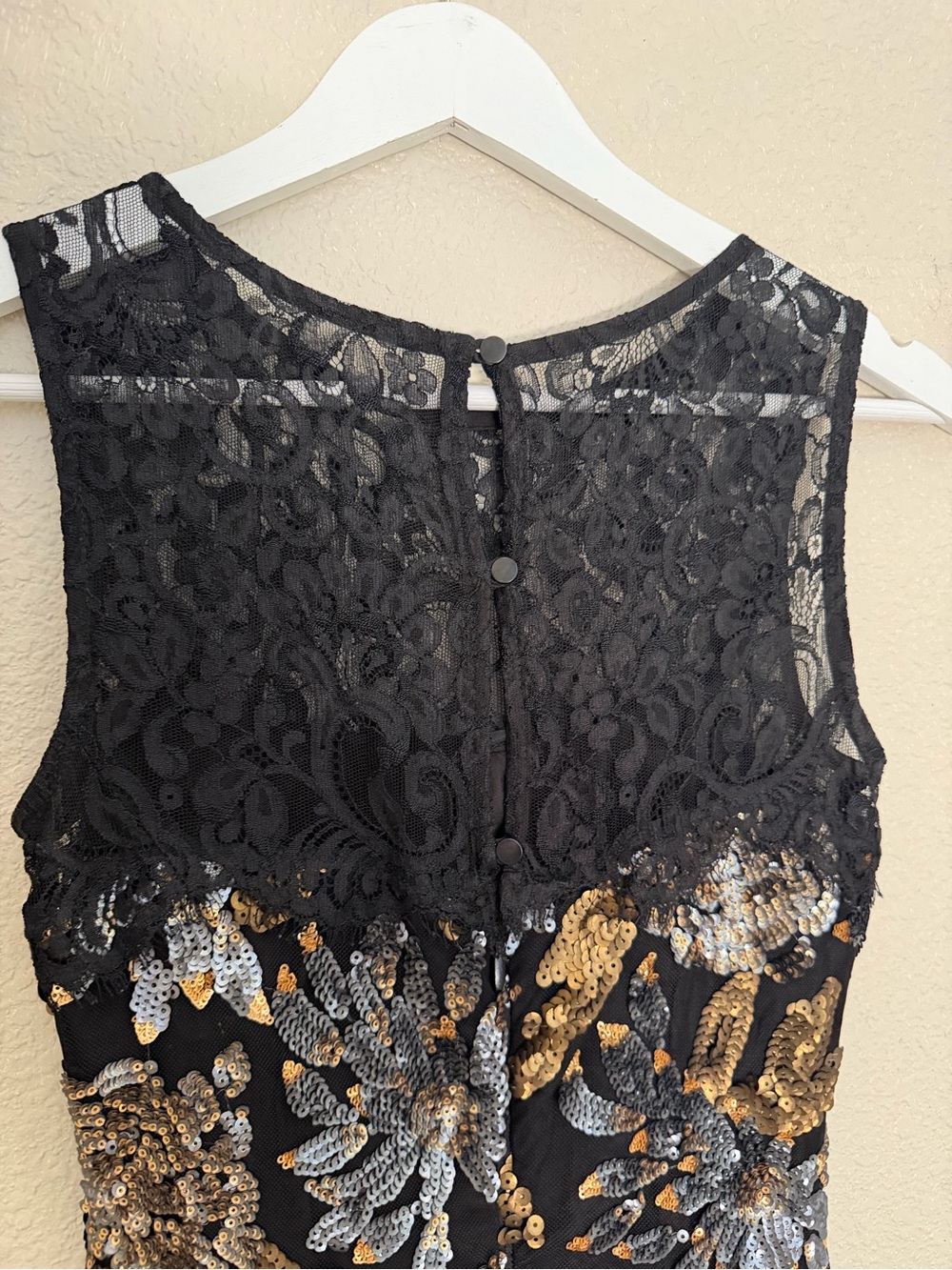 Nicole Miller “Like to Party” Black Lace Floral Sequin Cocktail Dress Sz 0 USA - Picture 7 of 13
